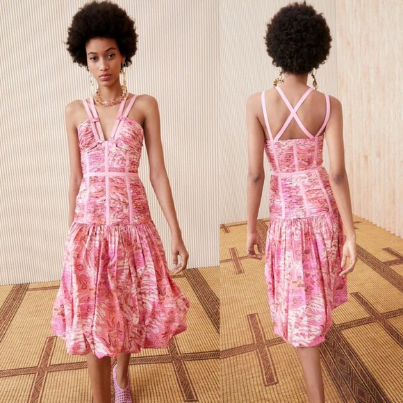Ulla Johnson Dresses & Skirts - Ulla Johnson Kaia Floral Midi Dress in Camellia Pink 10